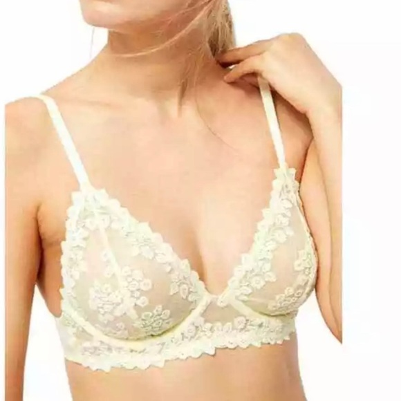 32C NWT Free People Veronica Yellow Lace Underwire Bra - Picture 3 of 12